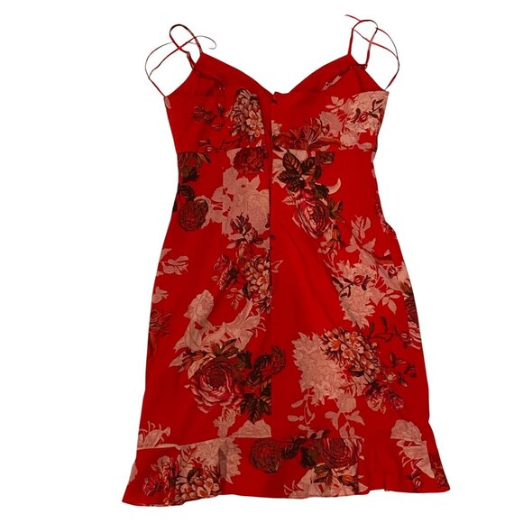 Guess Dresses & Skirts - Guess Red Floral Ruched Spaghetti Strap Dress Size 6